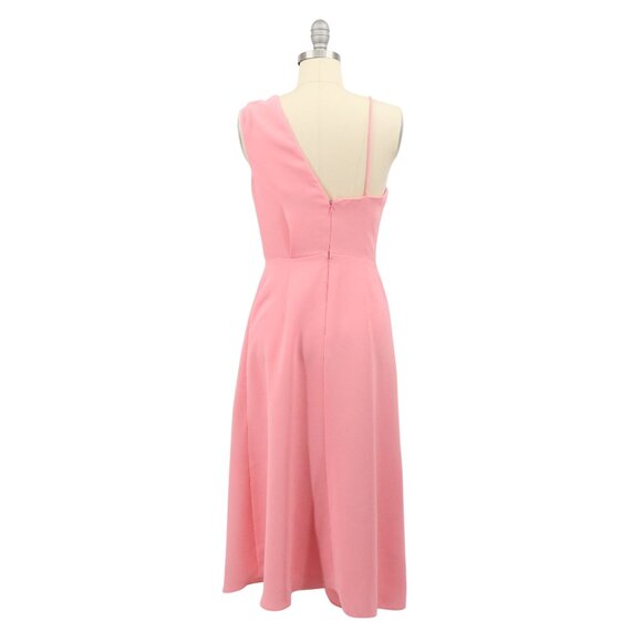 Reiss Delilah Strappy One Shoulder Pink Asymmetrical Hem Midi Dress 2 - Picture 7 of 9